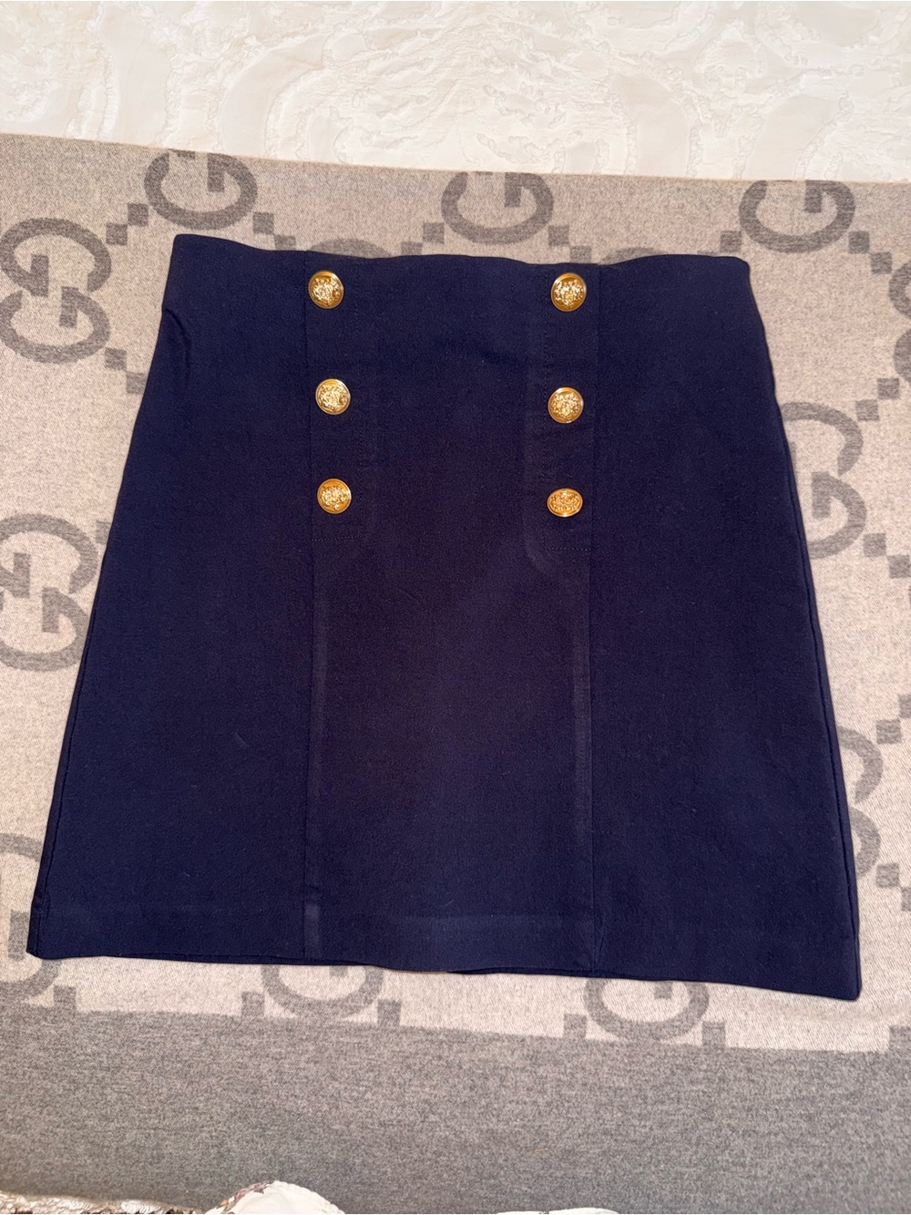 Counterparts Navy Gold-Button A-Line Skort